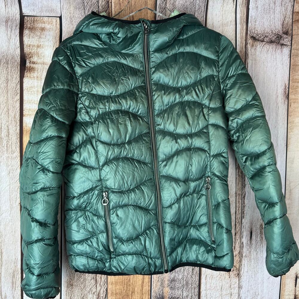 Noize Puffer Coat Hood Ciara Cruelty Free Green Medium Winter Lightweight Warm